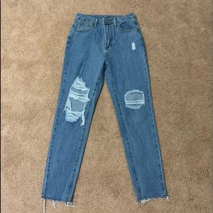 Light Wash Distressed Mom Jeans